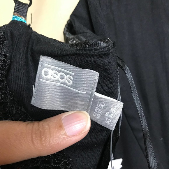 ASOS Salon Womens Metallic Flower Jacquard Midi Dress Blue Black Size 12 Prom - Picture 9 of 16